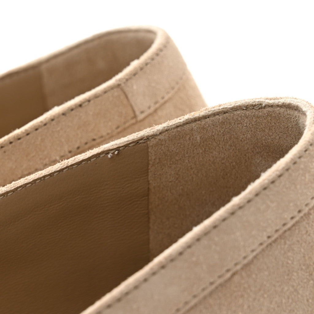 Suede Crystal CC Mocassin Loafers 39.5 Beige