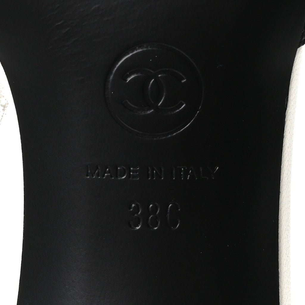 Lambskin CC Cutout Mules 38 White Black
