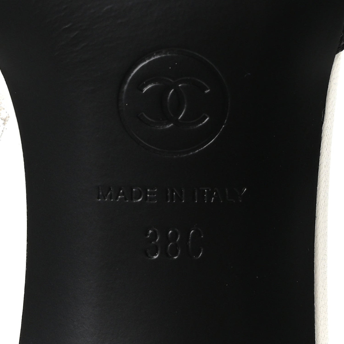 Lambskin CC Cutout Mules 38 White Black