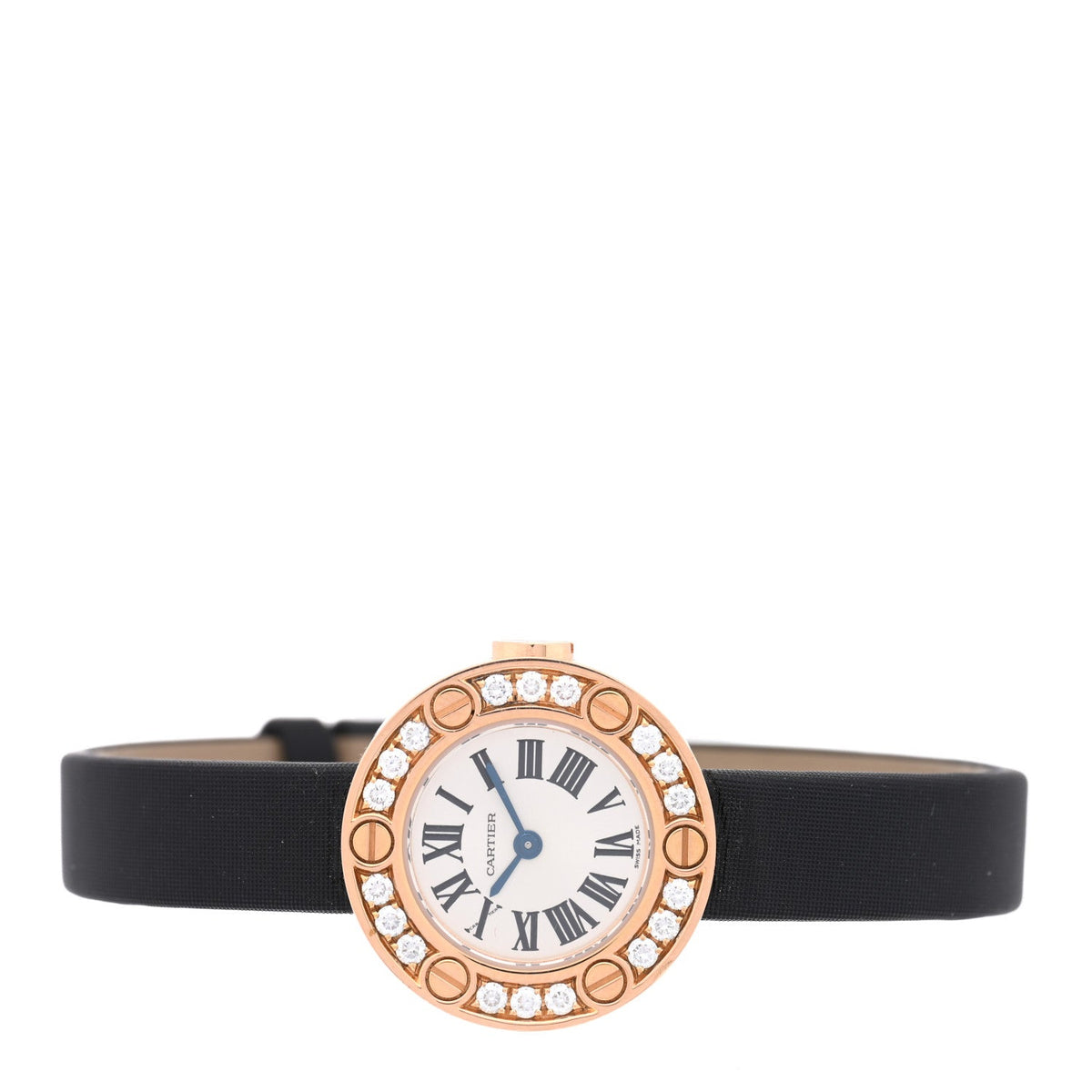18K Pink Gold Satin Diamond 23mm LOVE Quartz Watch Black