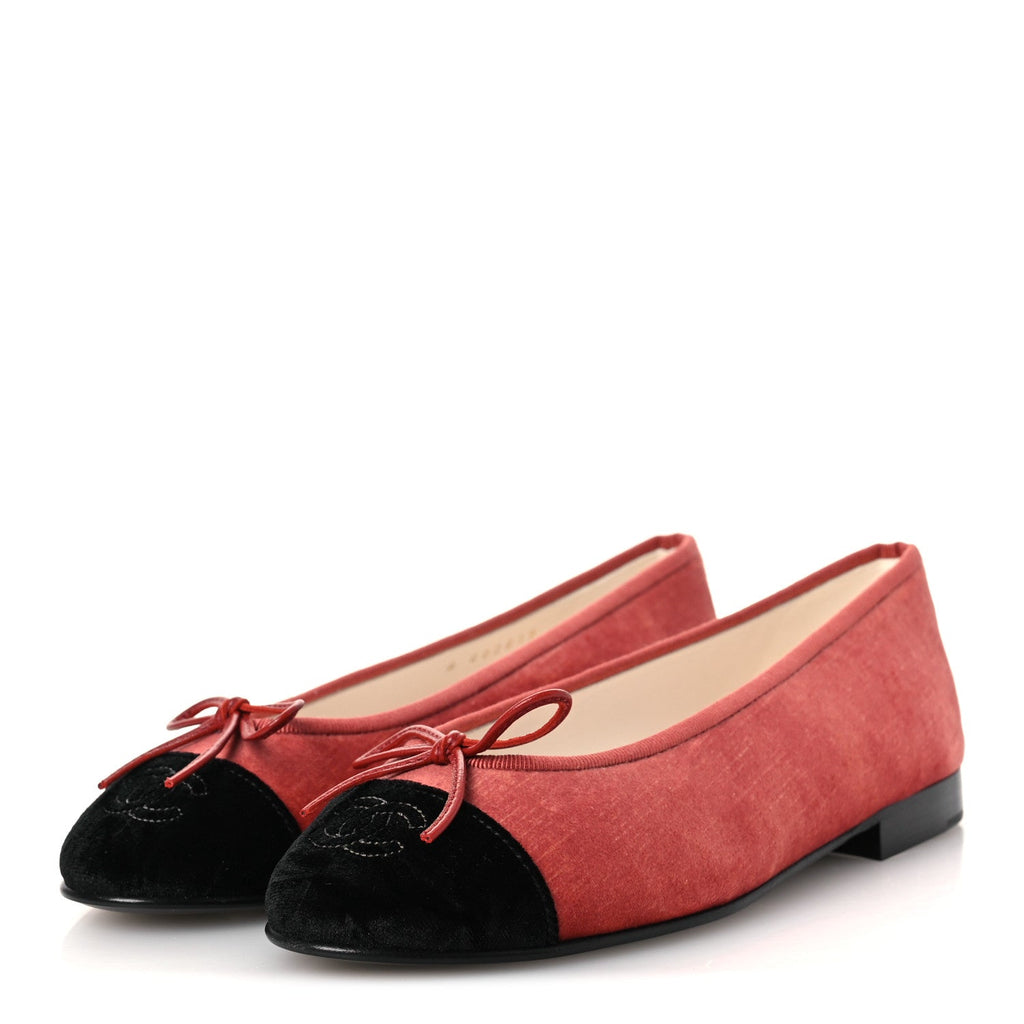 Velvet Cap Toe CC Ballerina Flats 36.5 Dark Pink Black