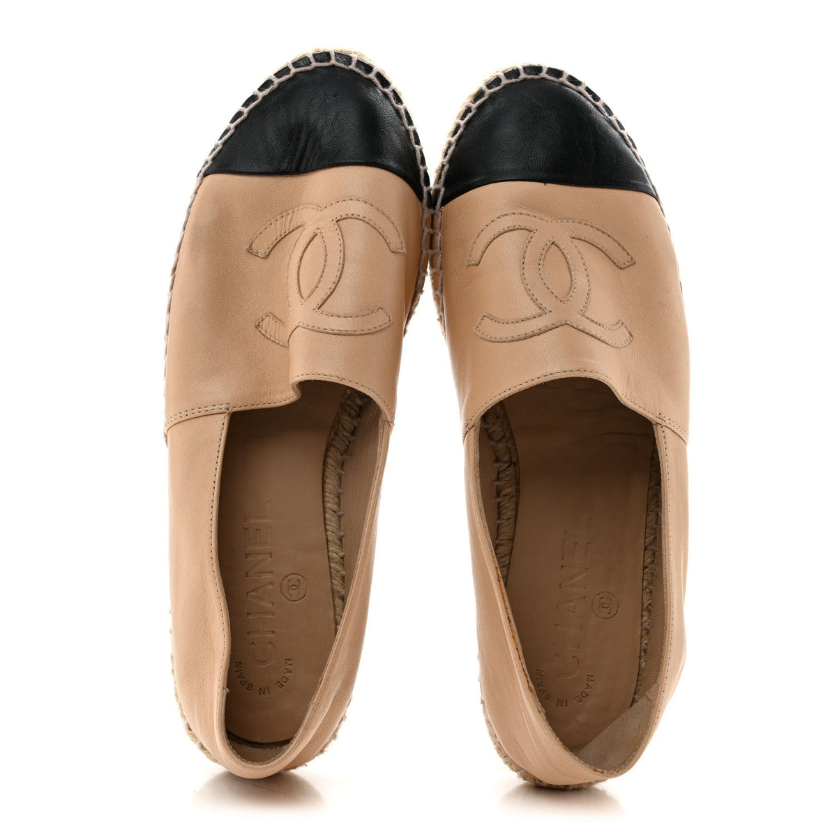 Lambskin CC Espadrilles 37 Beige Black