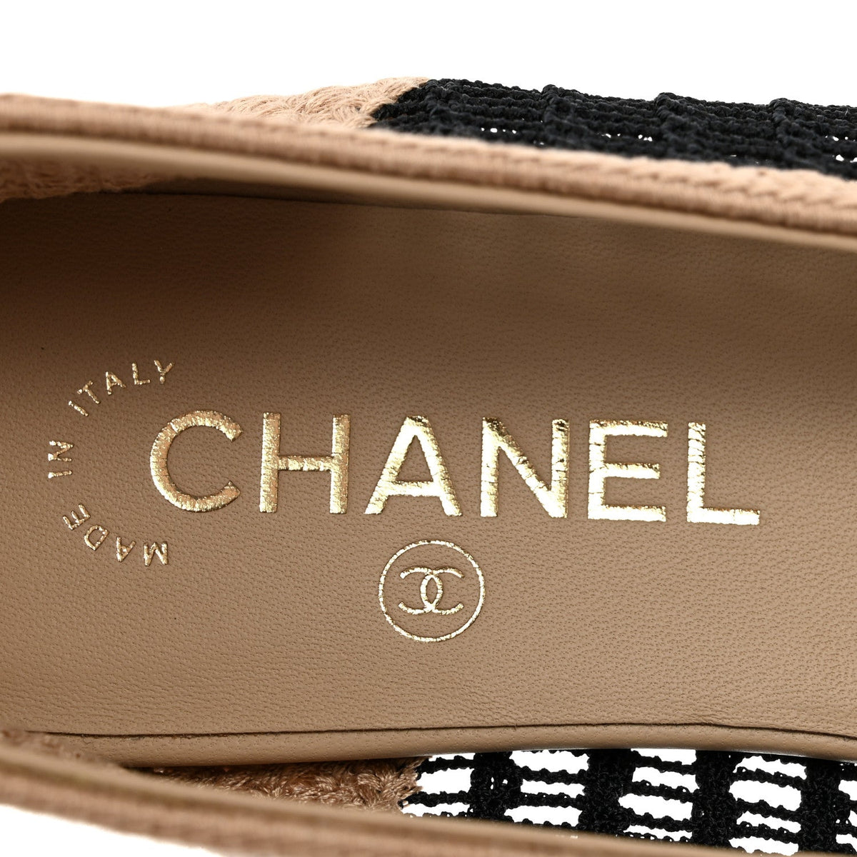 Raffia Cap Toe Ballerina Flats 38.5 Black Beige