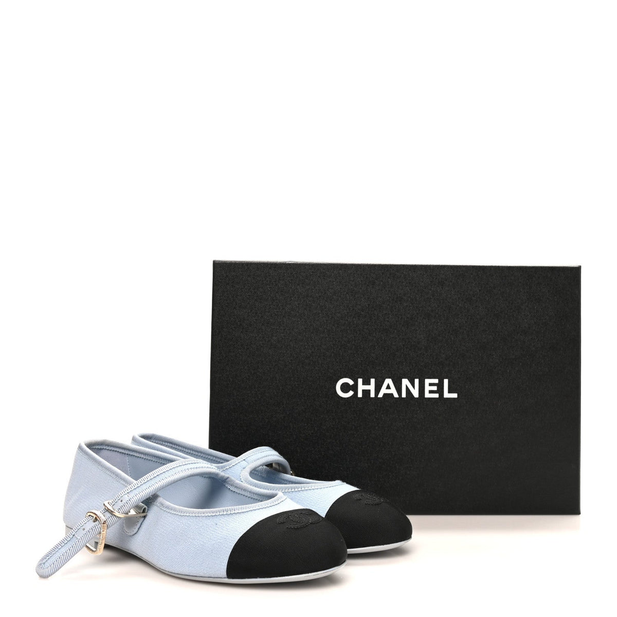 Fabric Grosgrain Mary Jane Flats 37 Light Blue Black