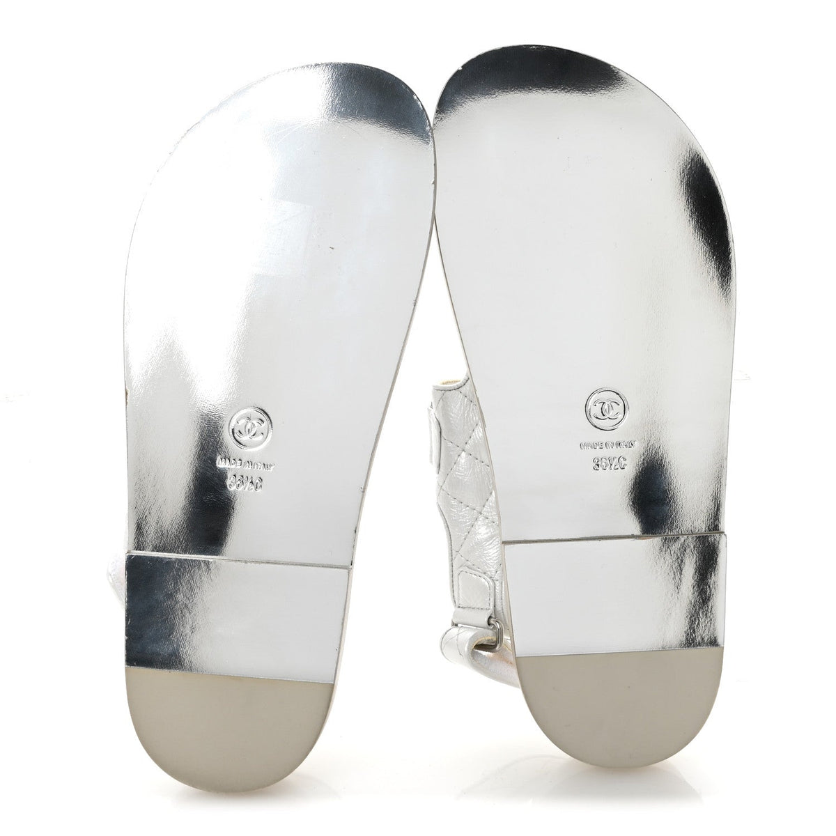 Laminated Lambskin Quilted Velcro Dad Sandals 36.5 White