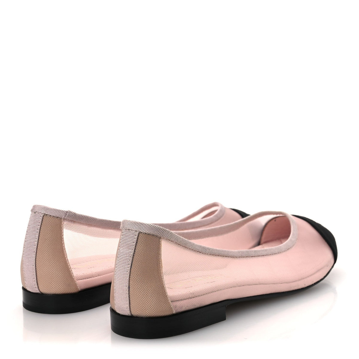 Mesh Grosgrain CC Ballerina Flats 36 Pink Black