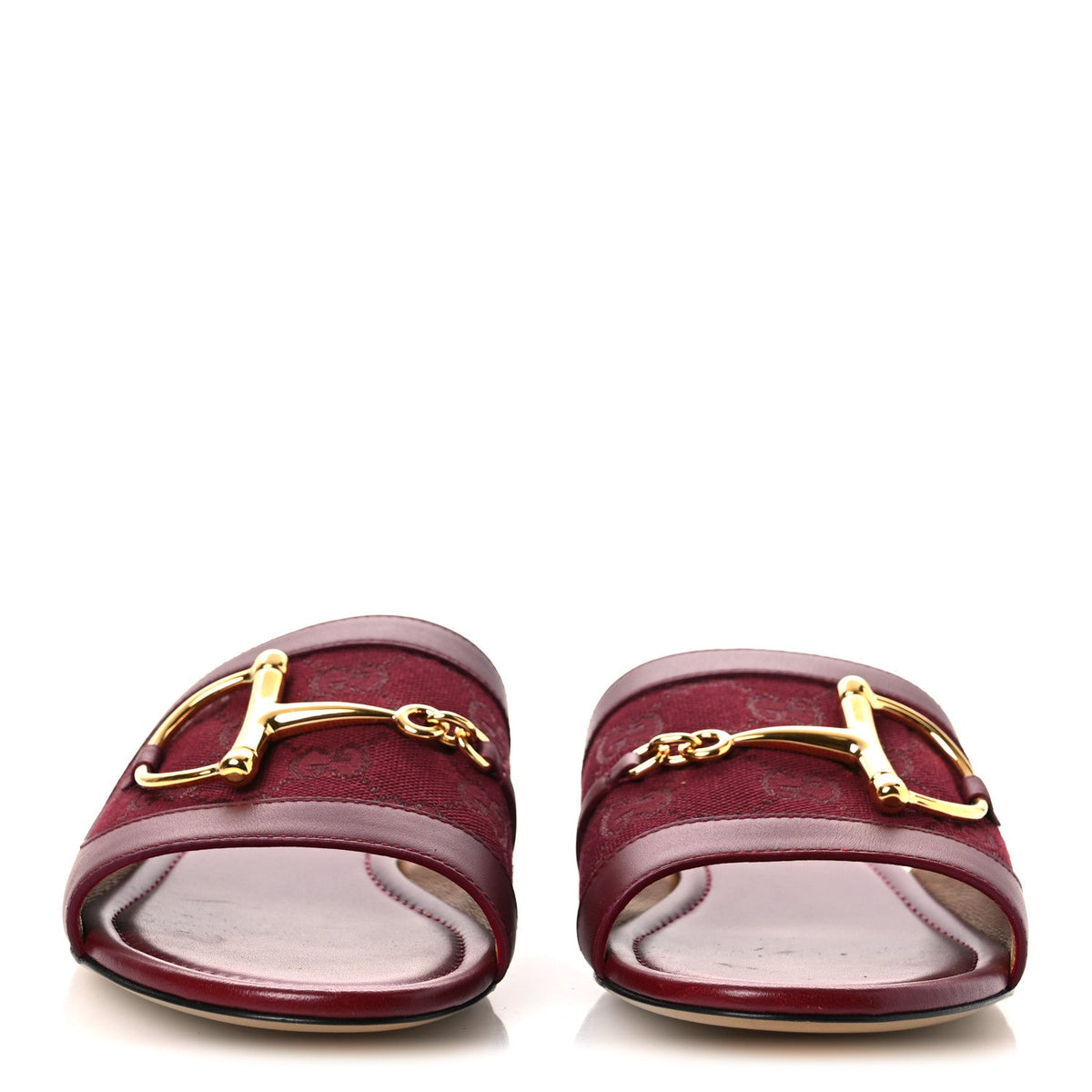 Calfskin Monogram Horsebit Womens Slide Sandals 38.5 Rosso Ancora