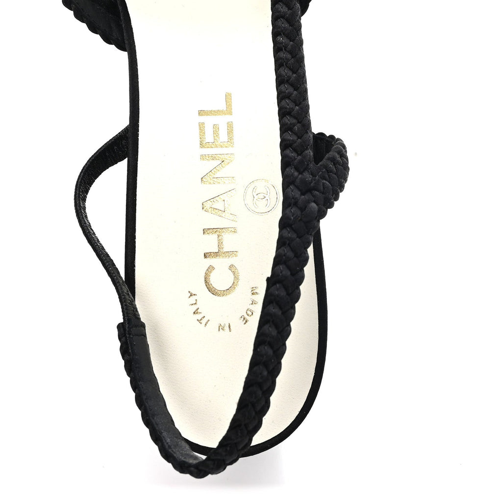 Satin Braided Slingback Pumps 40 Black