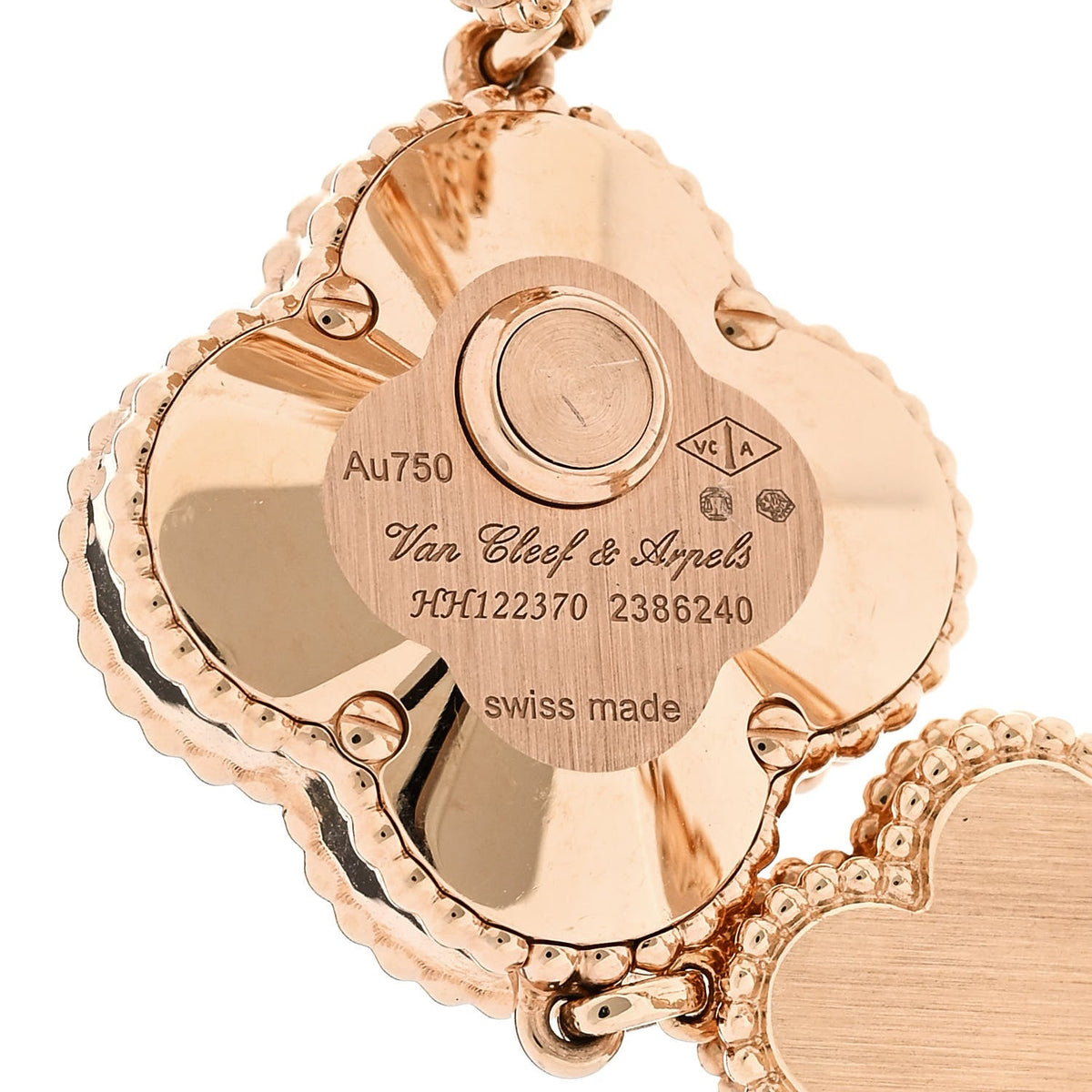 18K Rose Gold Pink Mother of Pearl 23mm Alhambra Guilloche Quartz Watch