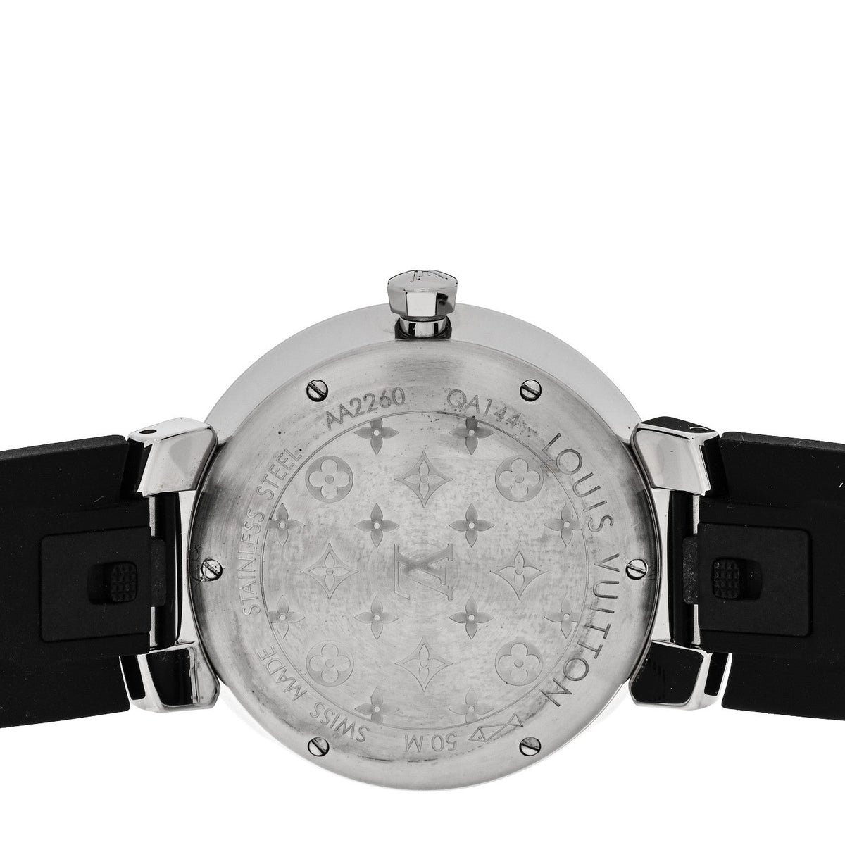 Stainless Steel Rubber Diamond 33mm Tambour Slim Quartz Watch Black