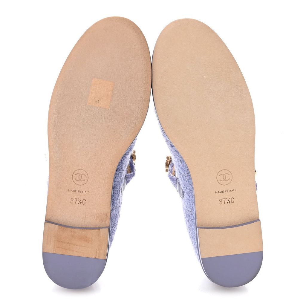 Wool Tweed Patent Mary Jane Flats 37.5 Lilac