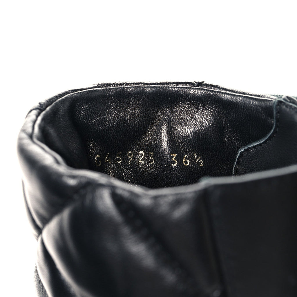 Lambskin Calfskin Quilted Lace Up Combat Boots 36.5 Black