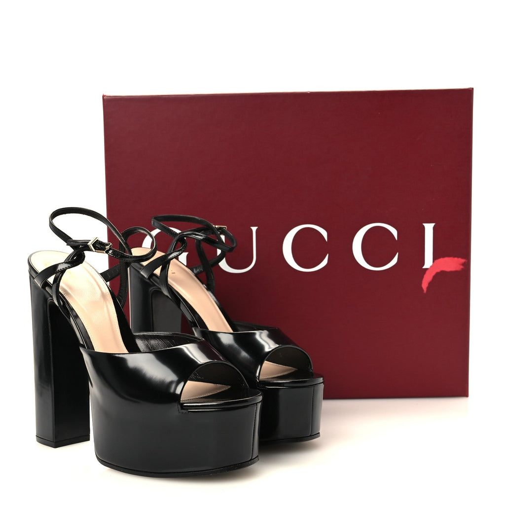 Regent Calfskin Nizza 95mm Platform Sandals 39 Black