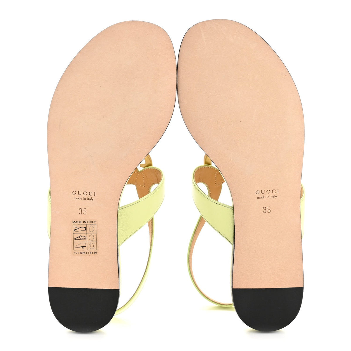 Calfskin Double G Thong Flat Sandals 35 Pistachio Green