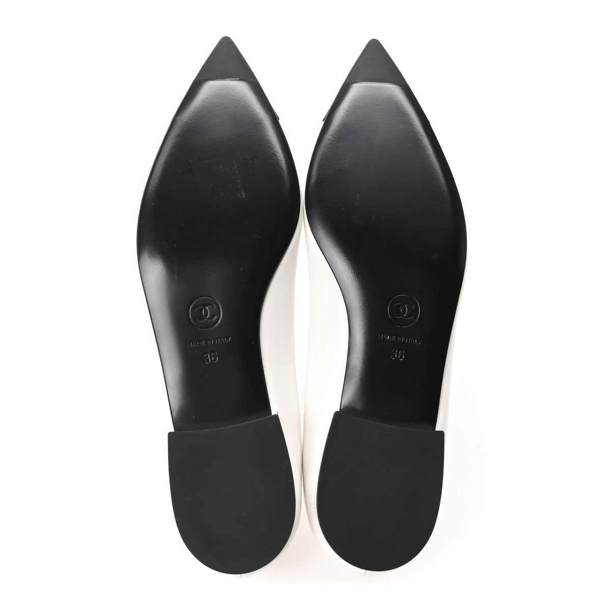 Shiny Lambskin Grosgrain Pearl Mary Janes Flats 36 White Black