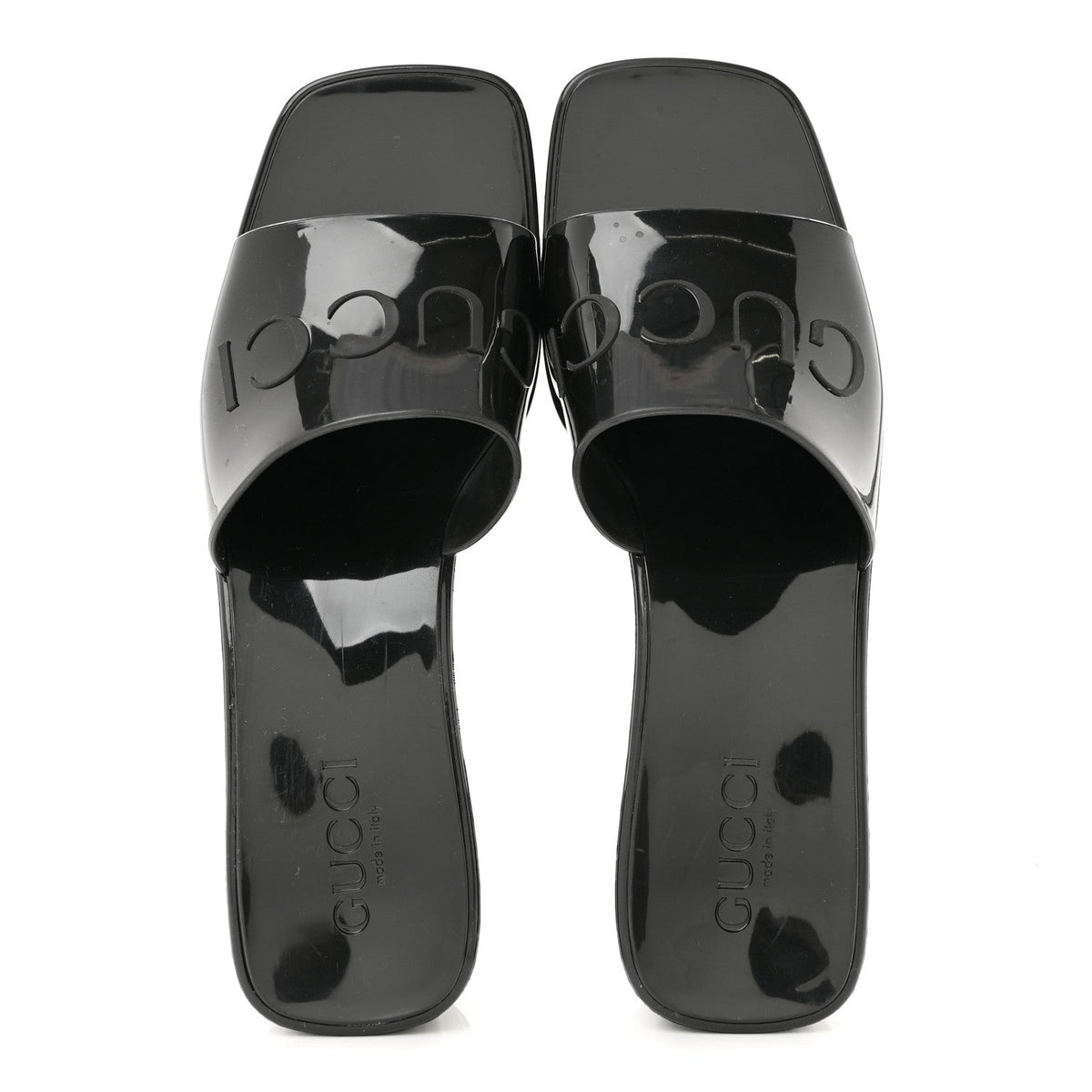 Rubber Gucci Logo Womens Platform 20/60mm Slide Sandals 38 Black
