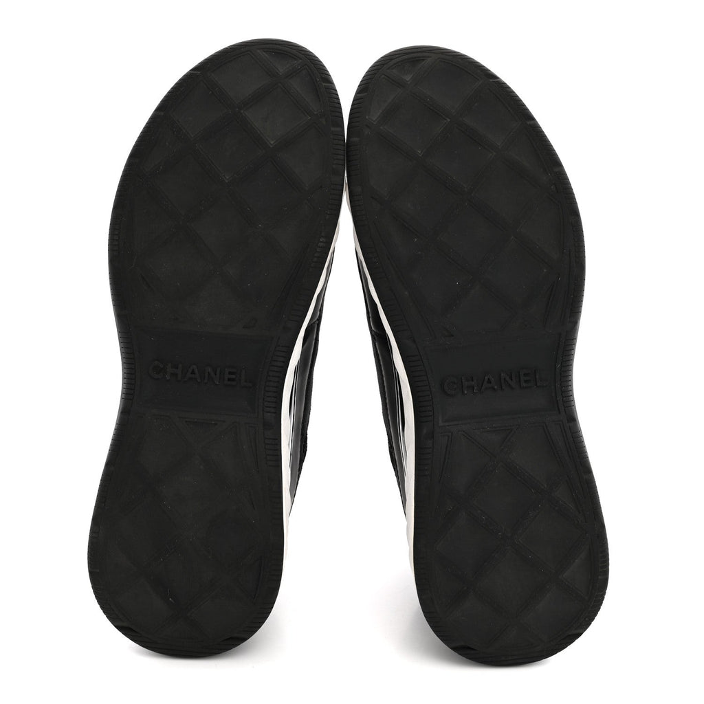 Velvet Calfskin Mixed Fibers CC Sneakers 40 Black