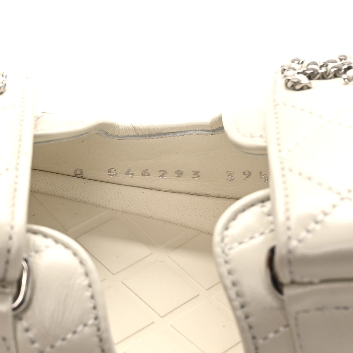 Shiny Calfskin Chain CC Velcro Dad Platform Sandals 39.5 White