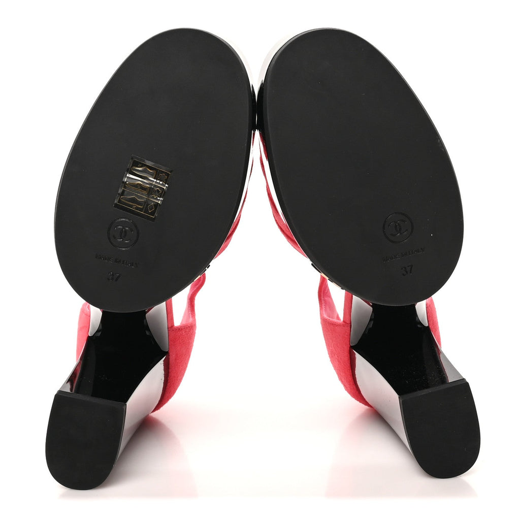 Suede Kidskin Patent CC Platform Pumps 37 Dark Pink Black