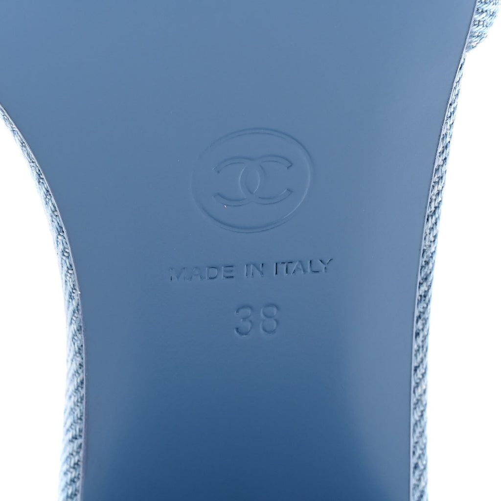 Denim Quilted Mules 38 Blue