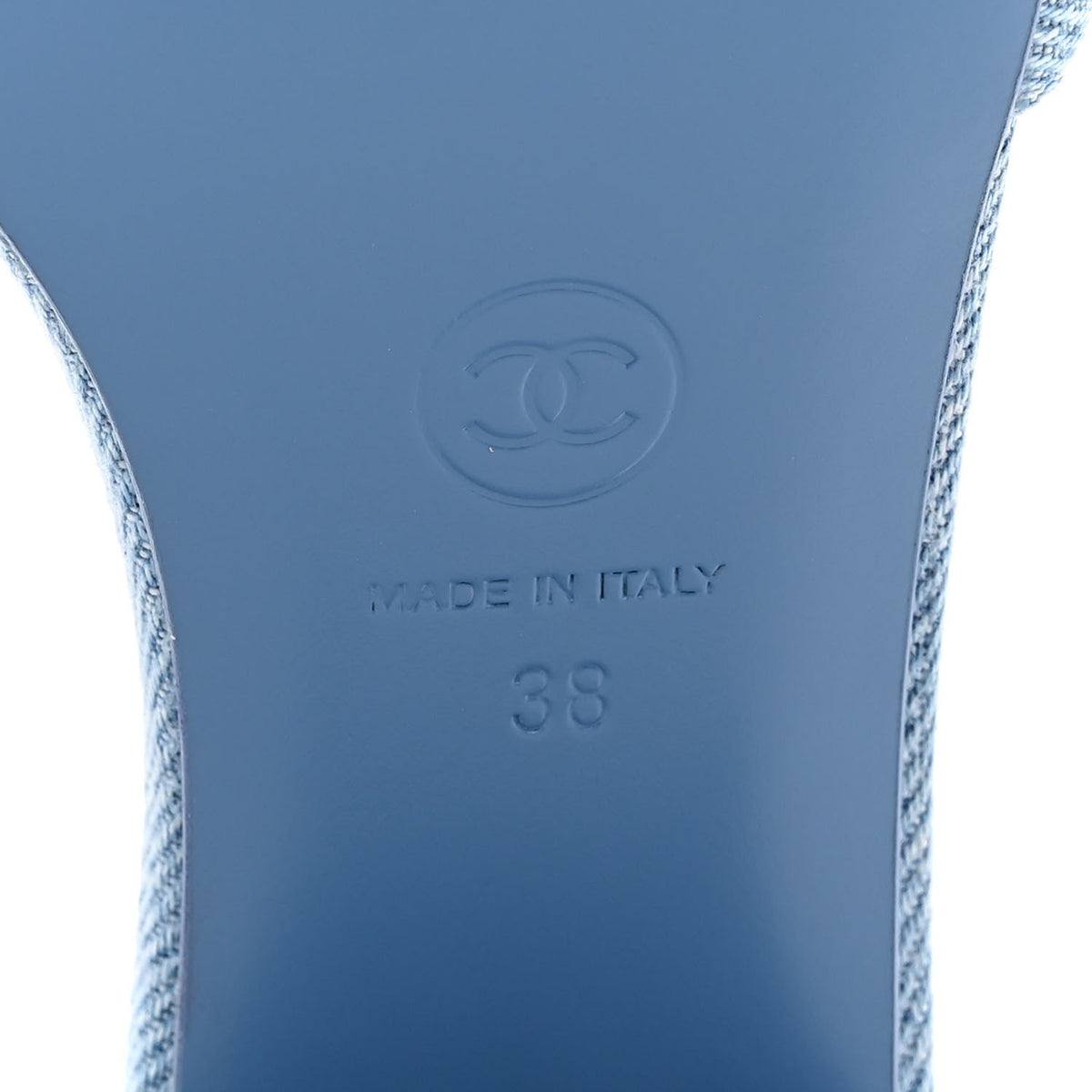 Denim Quilted Mules 38 Blue