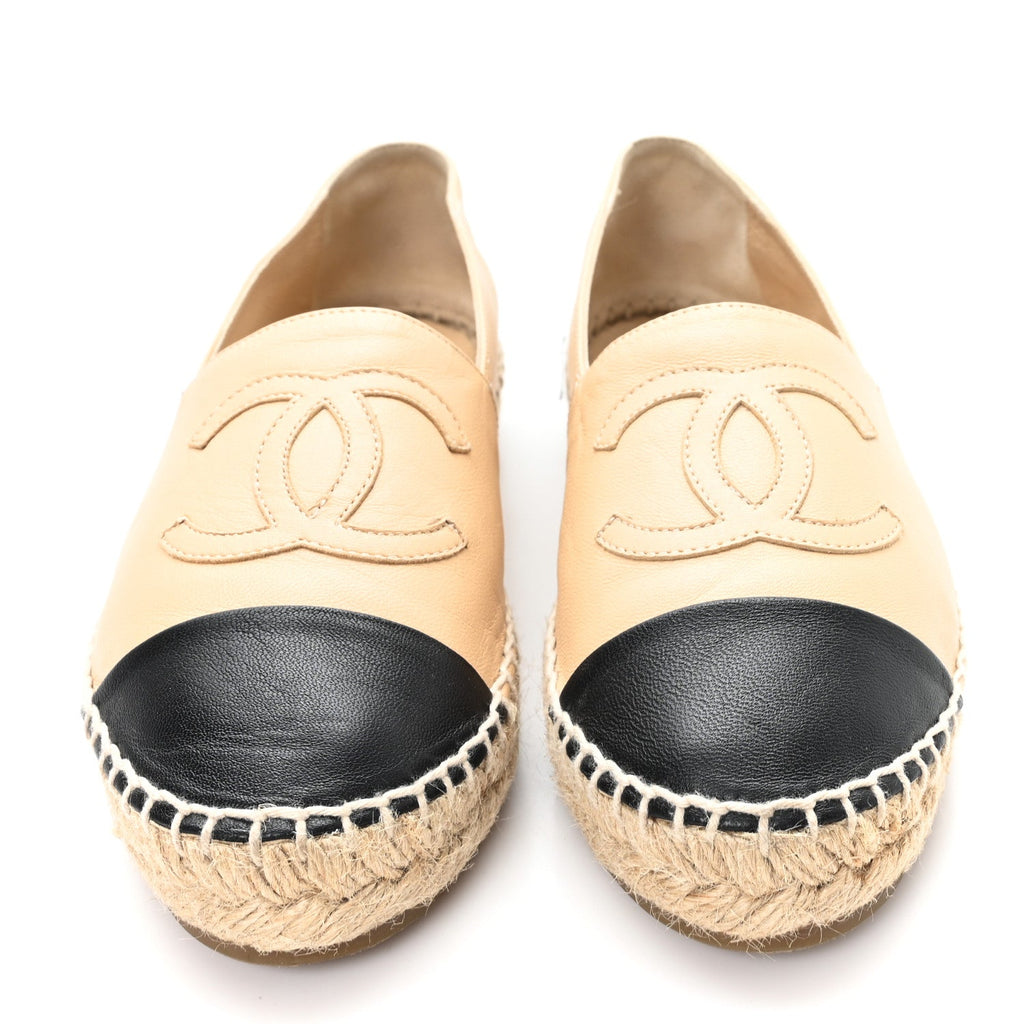 Lambskin CC Espadrilles 36 Beige Black
