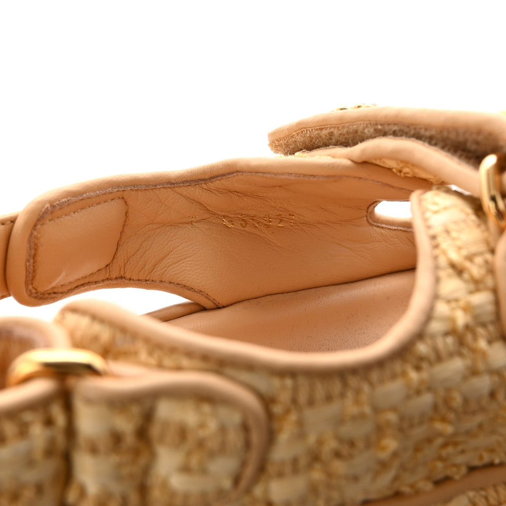 Braided Fabric Velcro Dad Sandals 37.5 Beige