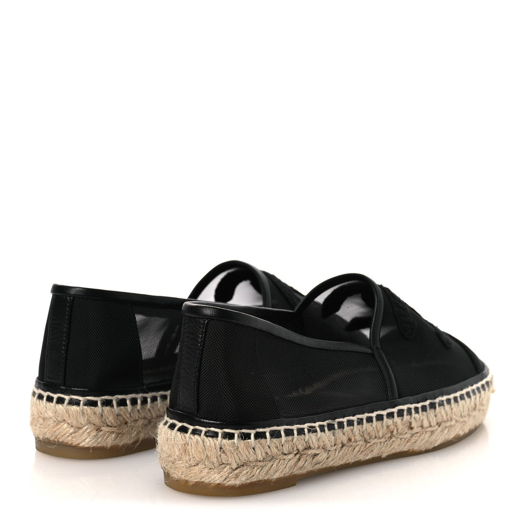 Mesh Grosgrain CC Espadrilles 35 Black