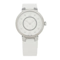 Stainless Steel Rubber Diamond 33mm Tambour Slim Quartz Watch White