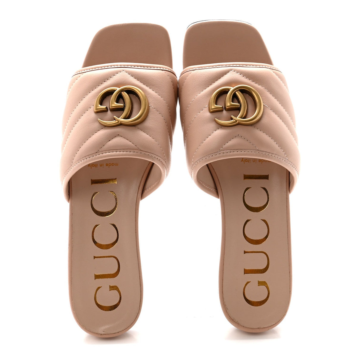 Nappa Matelasse GG Marmont Flat Slide Sandals 36 Skin Rose
