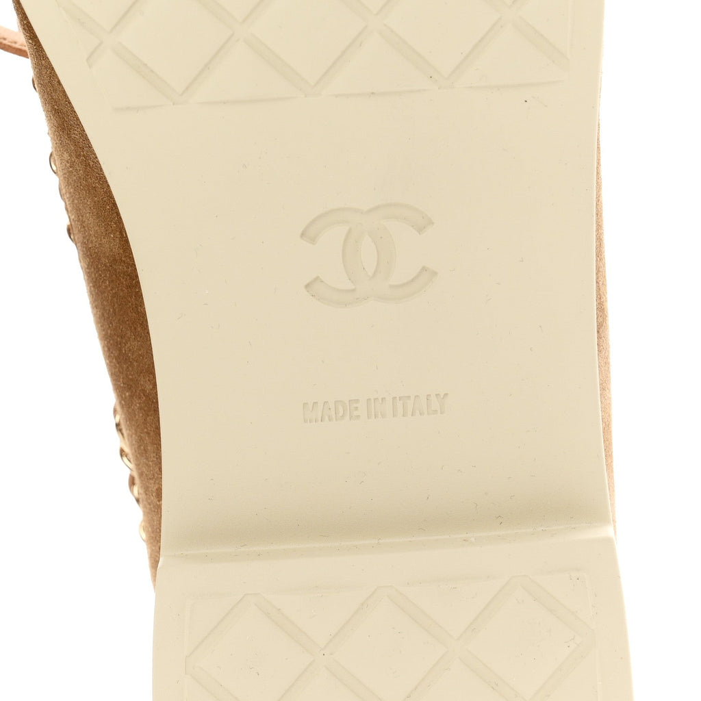 Suede Calfskin CC Chain Loafers 41 Dark Beige