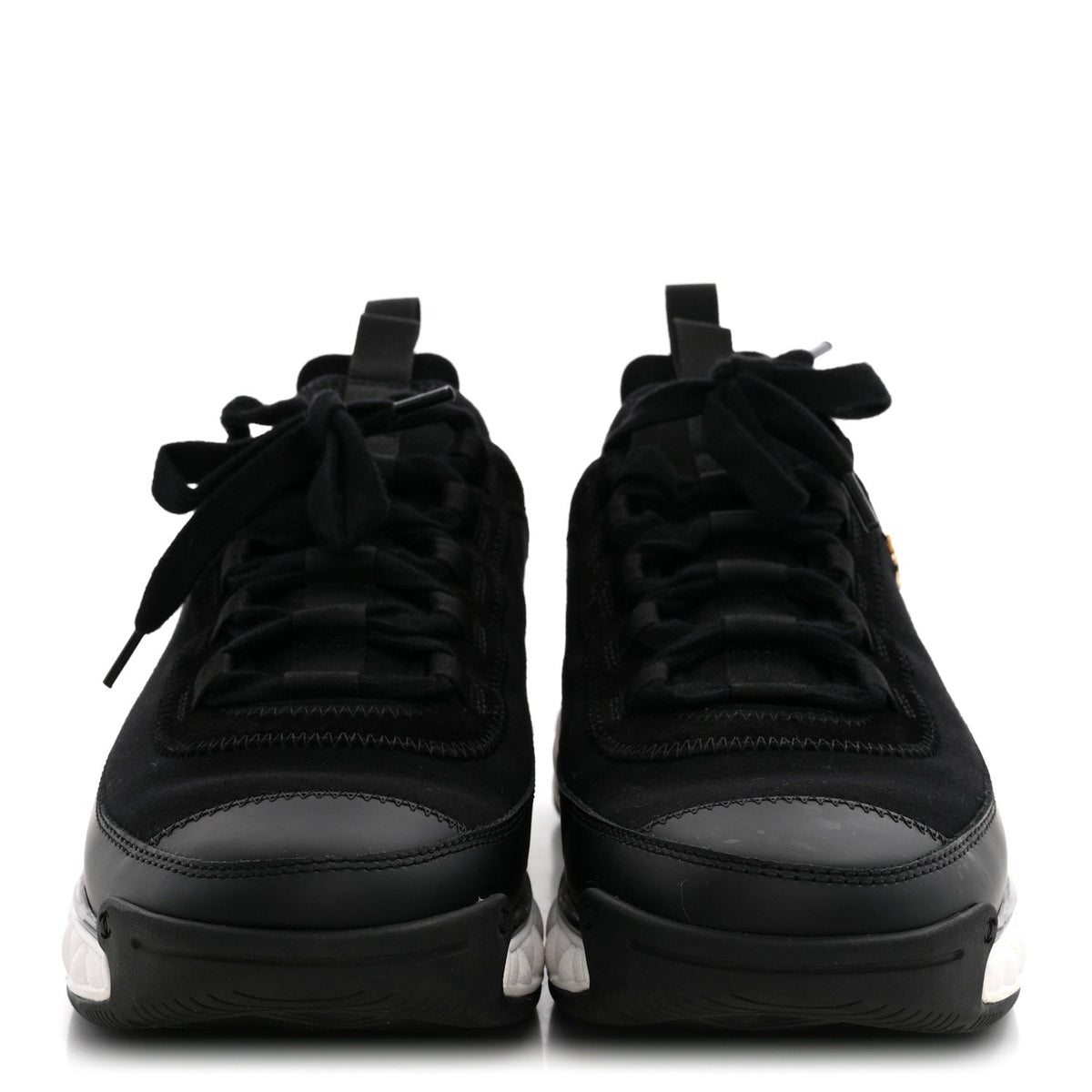 Velvet Calfskin Mixed Fibers CC Sneakers 40 Black