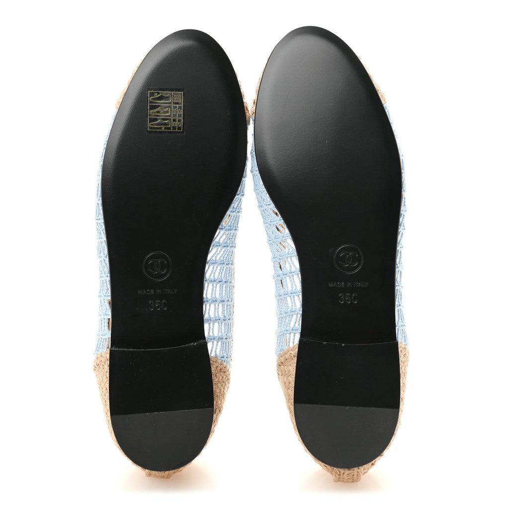 Raffia CC Cap Toe Ballerina Flats 35 Blue Beige
