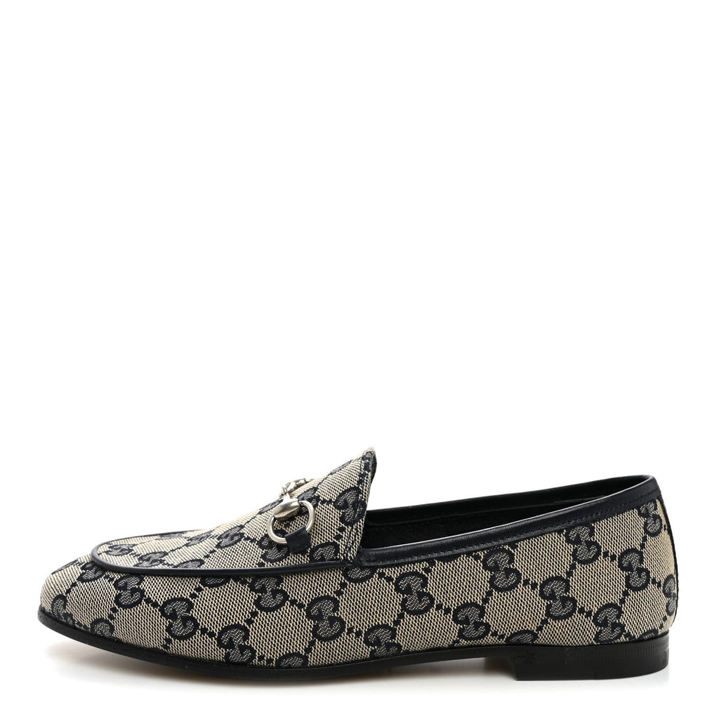 Monogram Malaga Kid Horsebit Womens Jordaan Loafers 36 Beige Blue 36 Beige Blue
