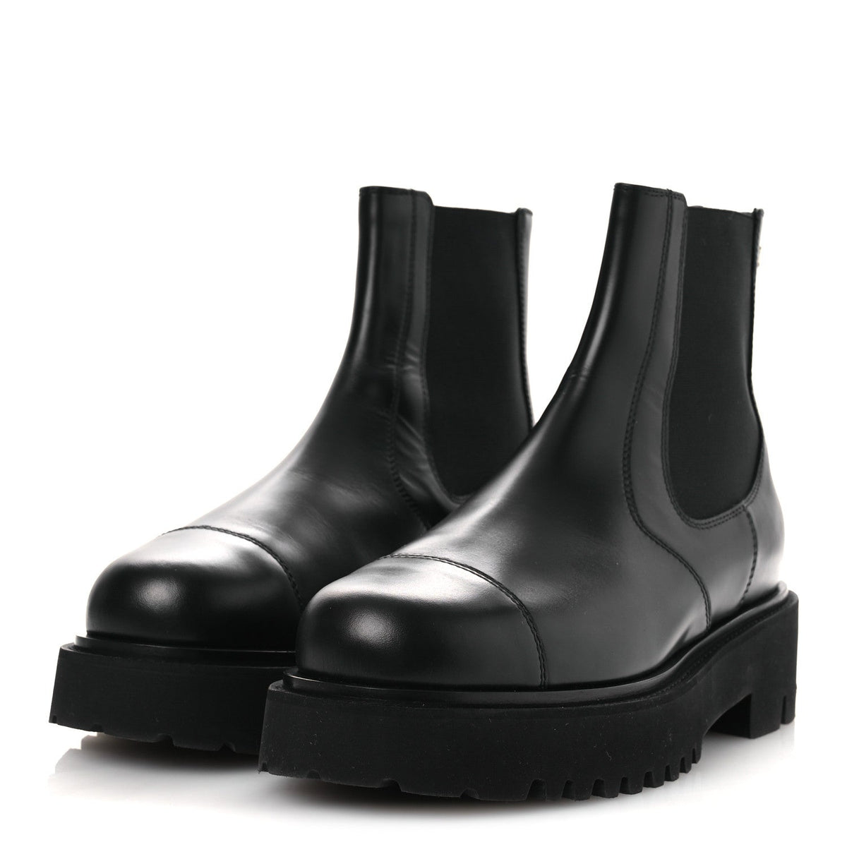 Calfskin Cap Toe CC Short Boots 41 Black