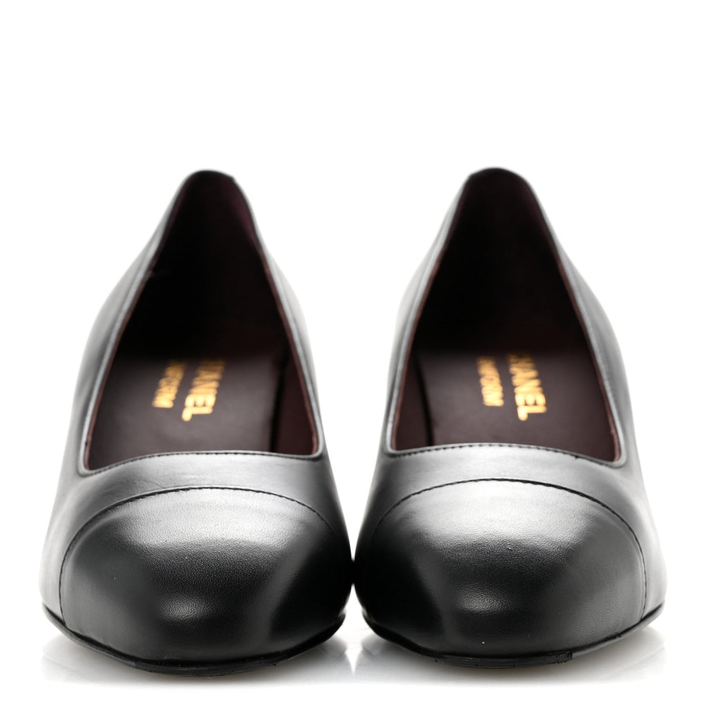 Lambskin Cap Toe CC Uniform Pumps 35 Black