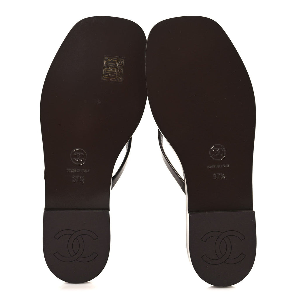 Goatskin CC Times Square Thong Sandals  37.5 Brown