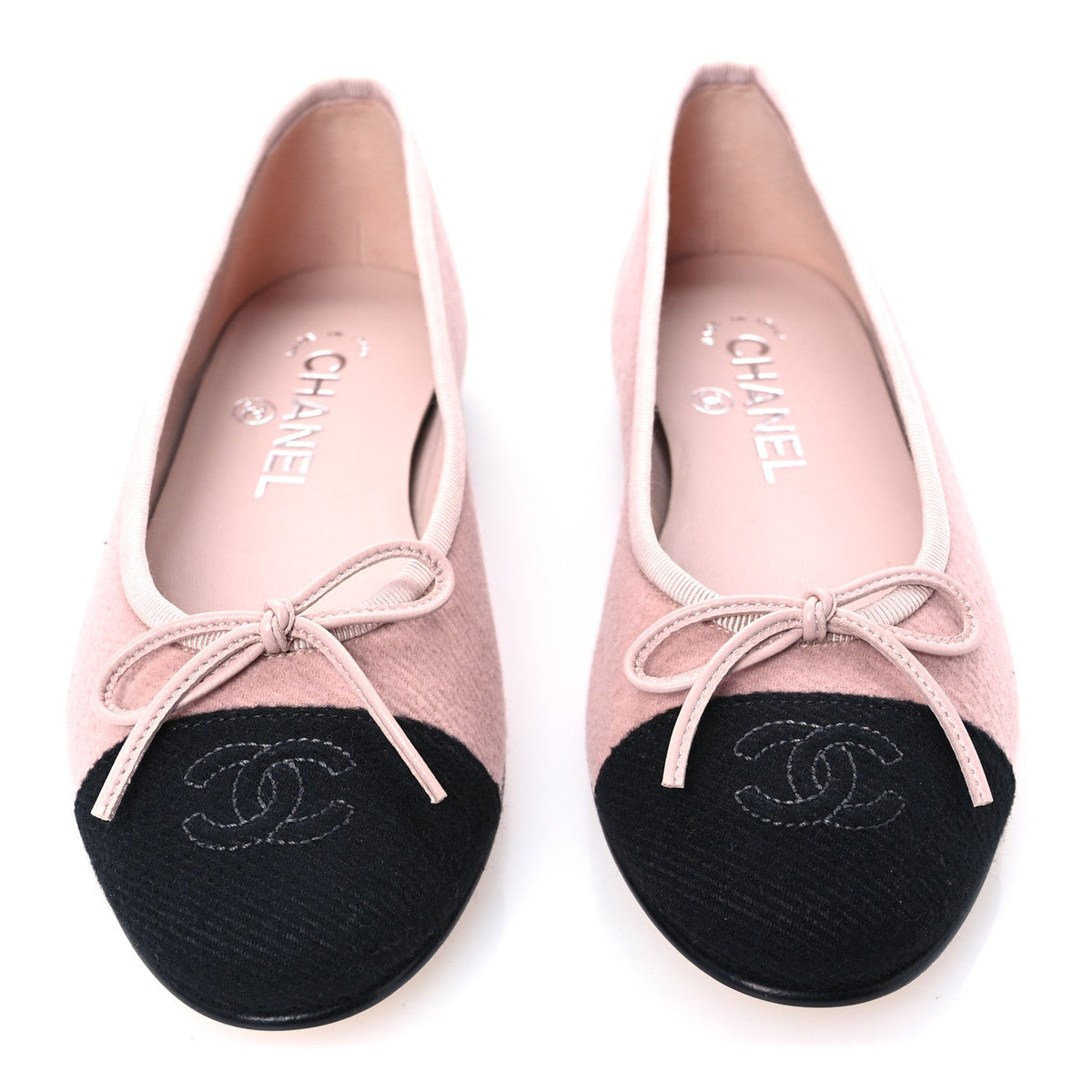 Fabric Cap Toe CC Ballet Flats 36 Light Pink Black