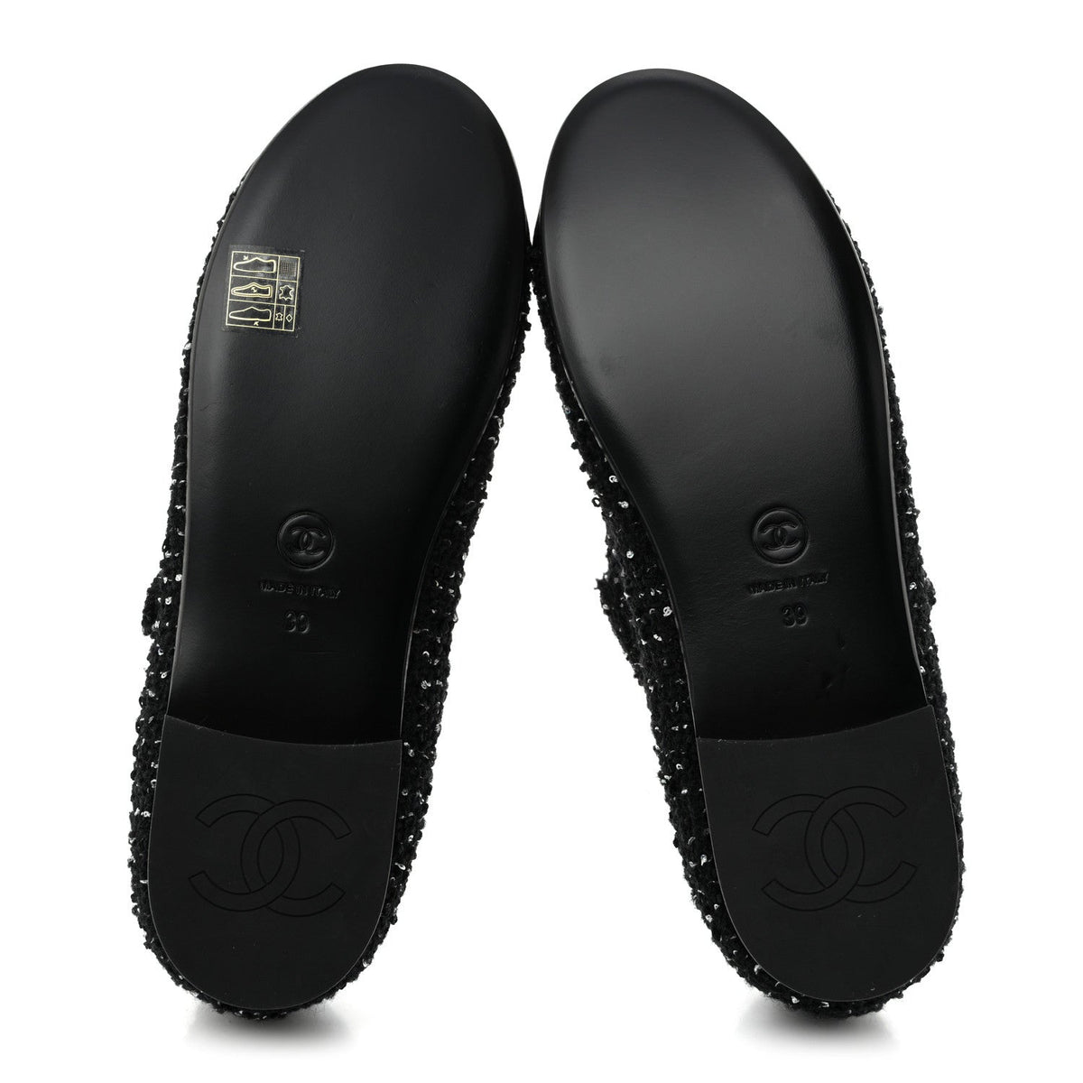 Tweed Sequin Grosgrain Cap Toe Mary Jane Flats 39 Black