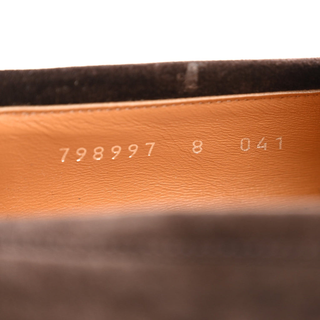Luxury Suede GG Monogram Horsebit Mens Jordy Loafers 8 Night Cocoa
