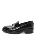 Patent Calfskin Metal CC Mocassin Loafers 38.5 Black