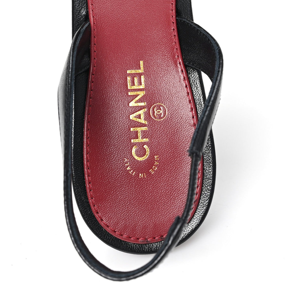 Lambskin Patent Calfskin Cap Toe CC Slingback Pumps 40 Black
