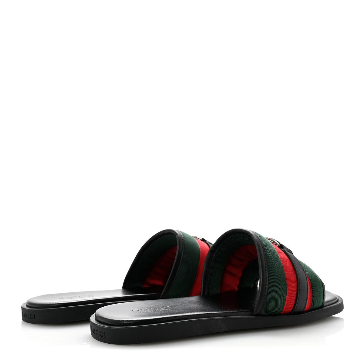Nylon Calfskin Web Interlocking G Maverik Slide Sandals 12 Black Green Red