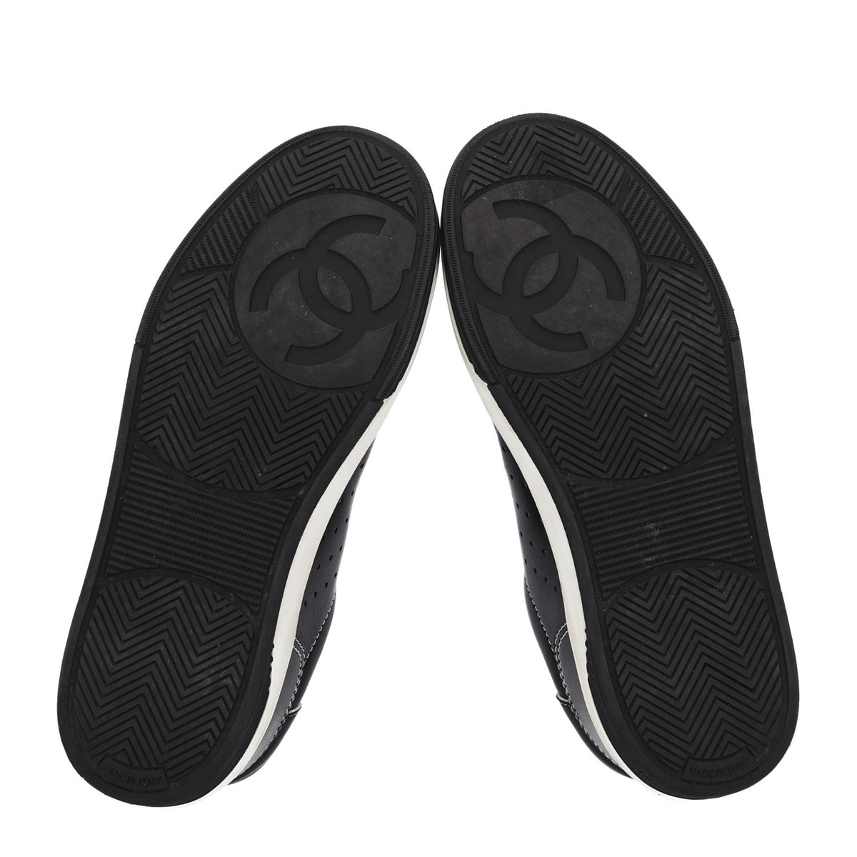 Calfskin Womens Logo Sneakers 38 Black White