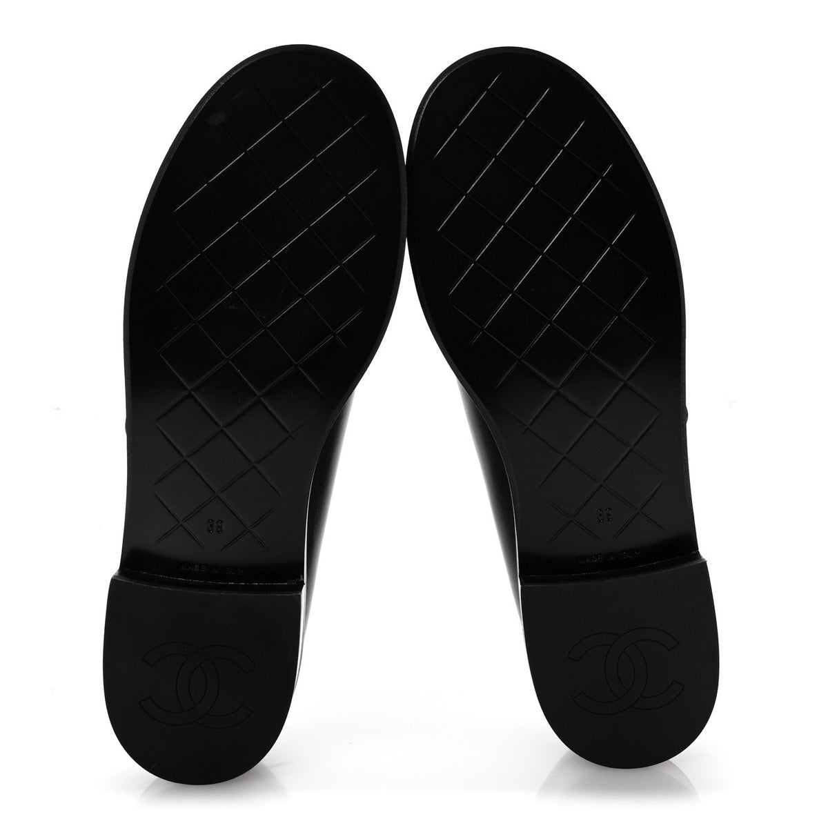 Calfskin CC Turnlock Moccasin Loafers 39 Black