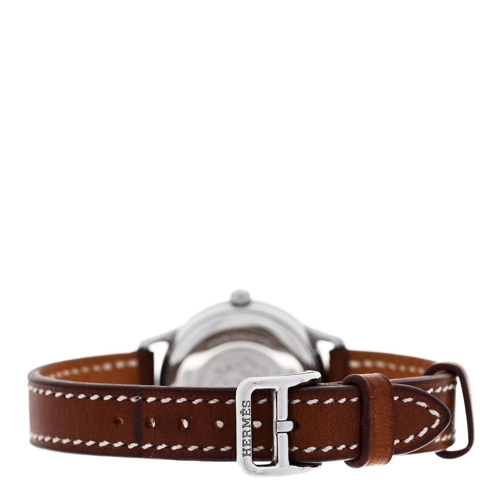 Stainless Steel Barenia 25mm Slim d'Hermes Quartz Watch Fauve