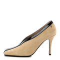 Suede Patent Calfskin Pumps 39.5 Beige Black