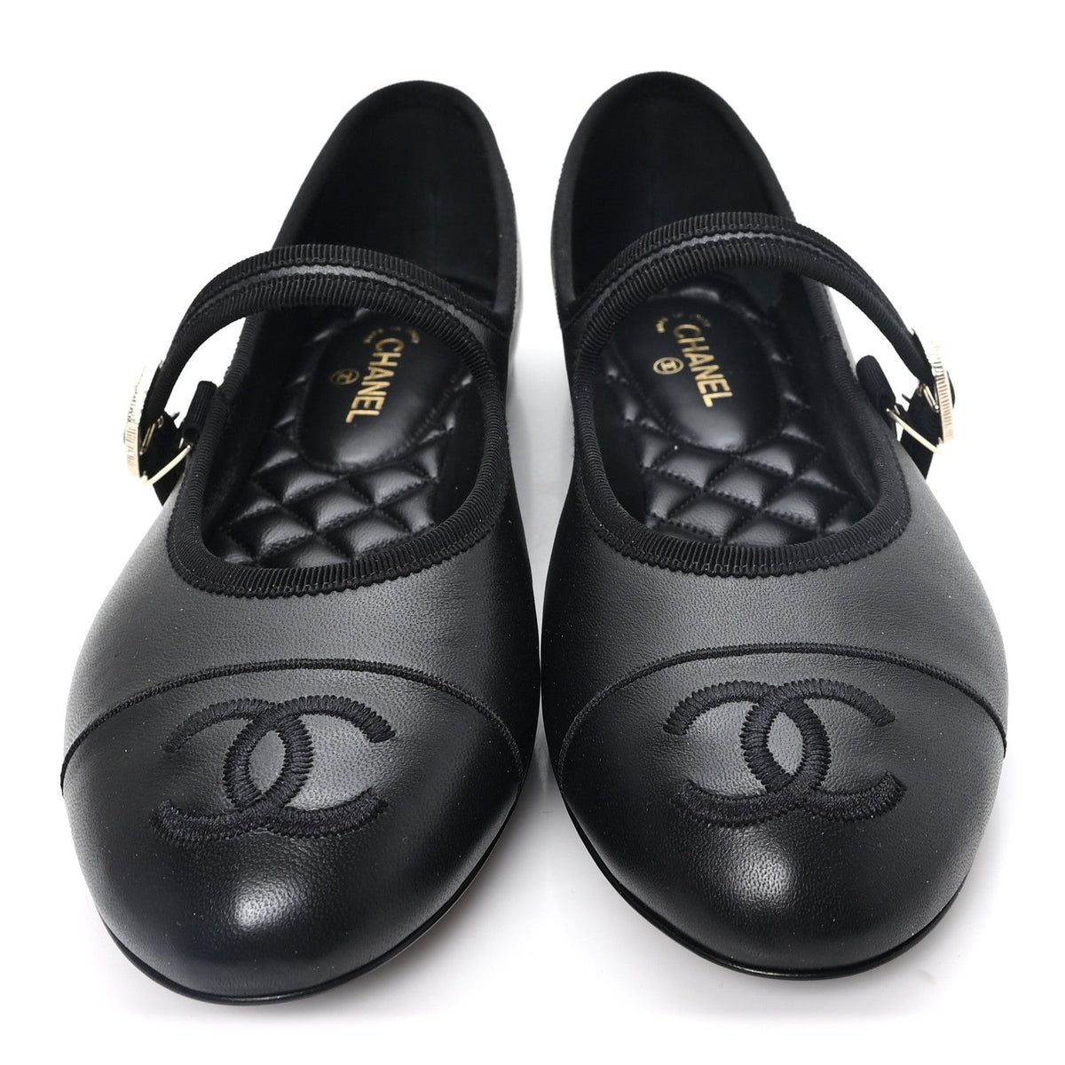 Lambskin Mary Jane Flats 40.5 Black