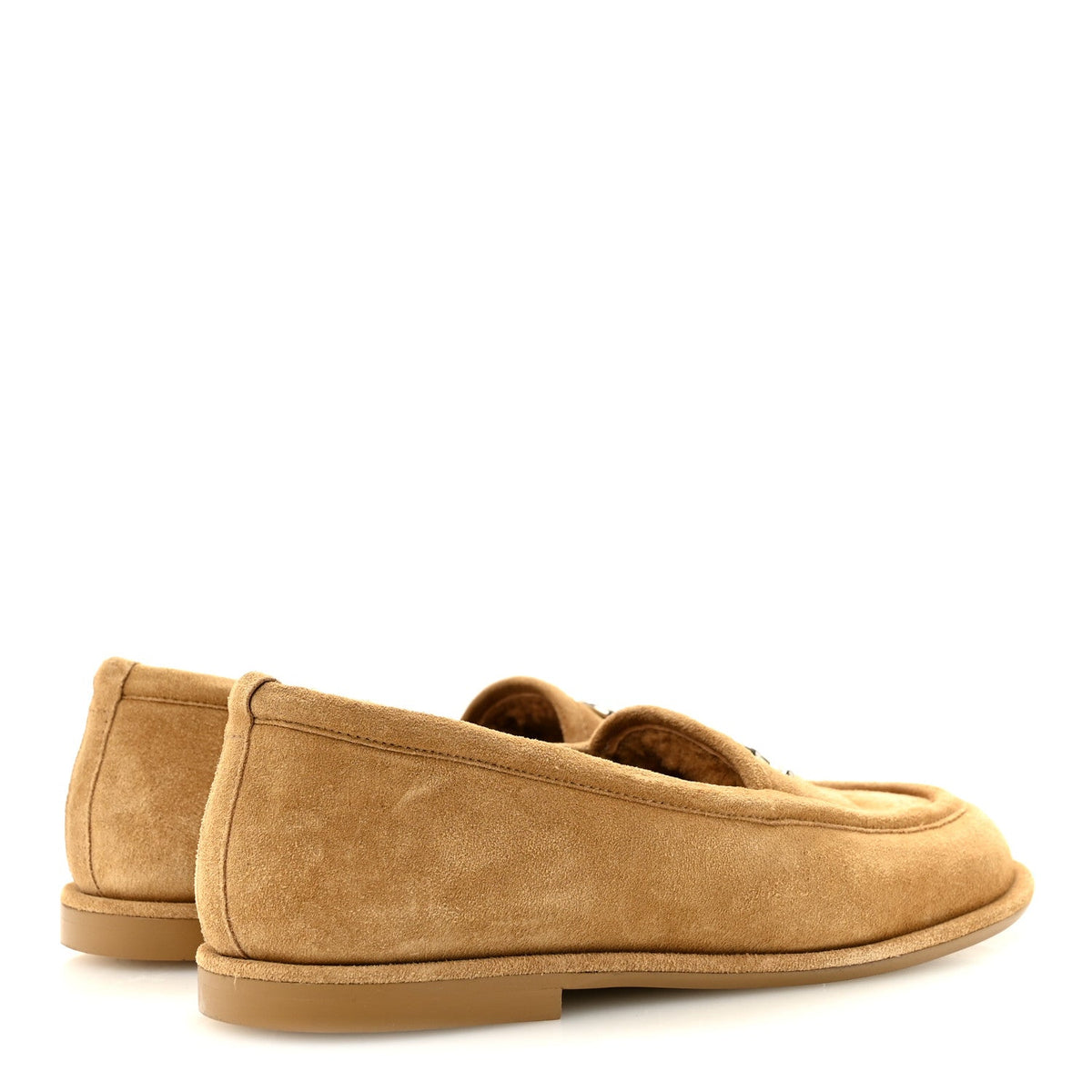 Suede Calfskin CC Loafers 37.5 Dark Beige