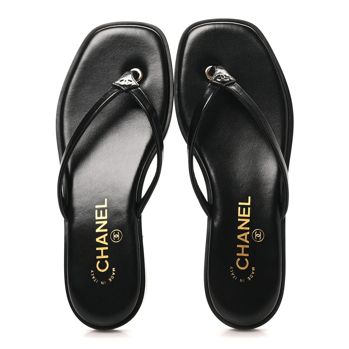 Goatskin CC Times Square Thong Sandals 37 Black